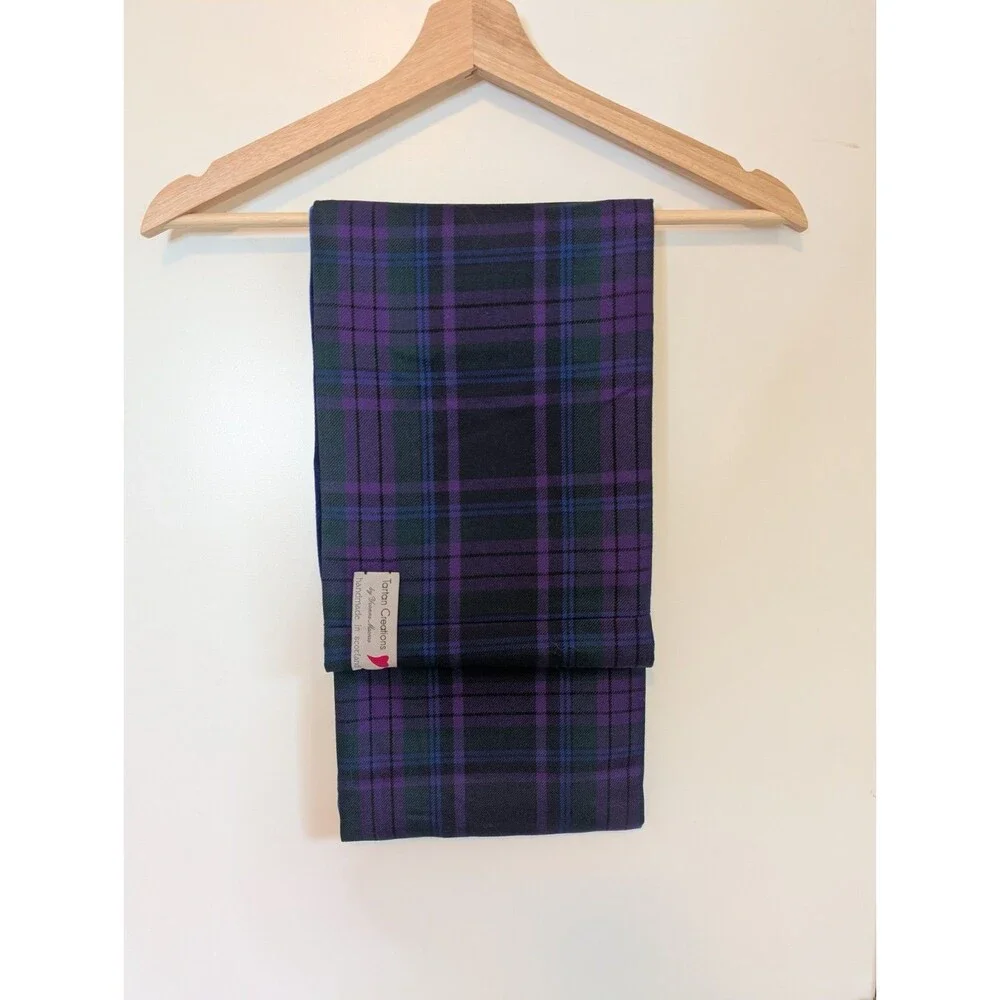 Tartan Creations Yvonne Macrae Handmade Wool Velvet Infinity Scarf Purple Plaid